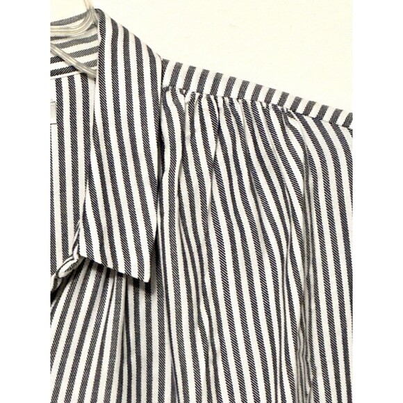 Madewell Central Shirt in Gabriel Stripe Striped Black Grey Gray Short Sleeve M - Picture 5 of 8
